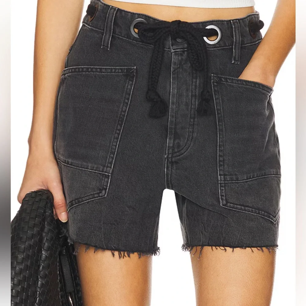 Women’s Black Denim Drawstring Shorts